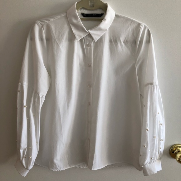 Zara Tops - Zara Basic Pearl Sleeve Button Down